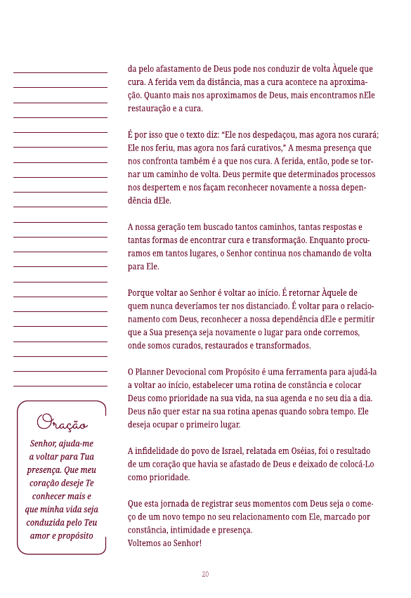 Página de conteúdo devocional da edição Lamparina Acesa